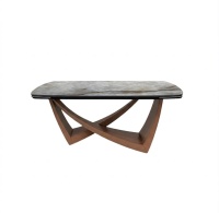 Стол Орегон 2050 х 1100(2*300) черный , керамика матовый К-20 орех опоры+доводчик