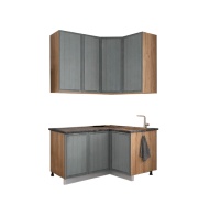 Комплект кухни угловая 1,0*1,5 Орлеан корпус дуб крафт золото фасад Кантри серый